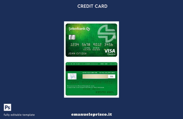 modello di carta elettronica Visa Sekerbank Turchia stile verificato